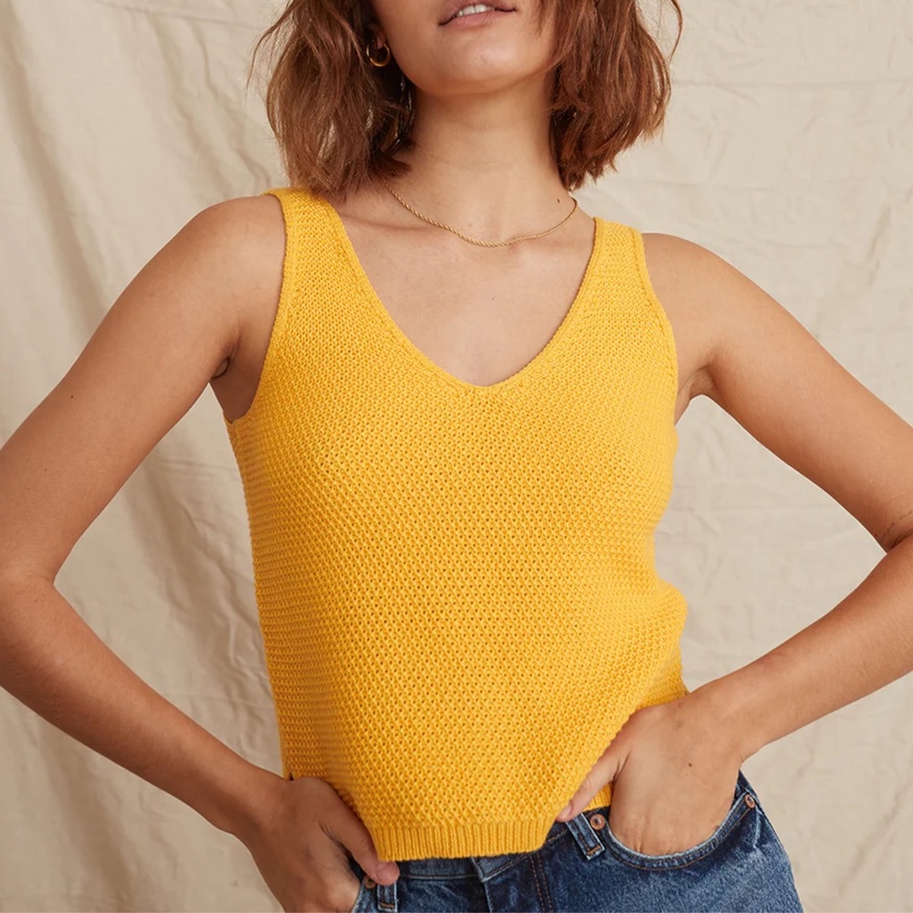Marine Layer Yellow Finley Sweater Tank V-Neck Sleeveless, Size XS